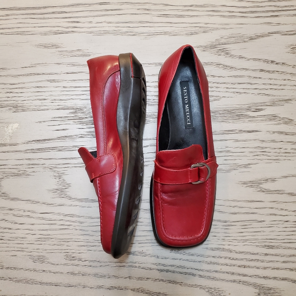 Sesto Meucci Leather Loafers in Candy Apple Red 6M